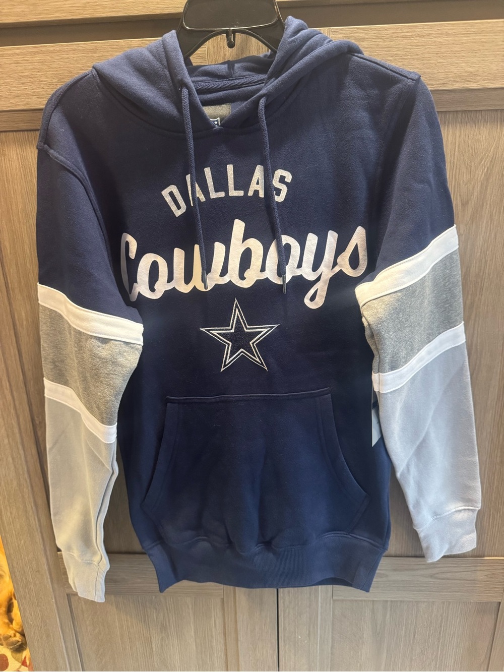 NFL Dallas Cowboys Navy and White Crewneck Hoodie